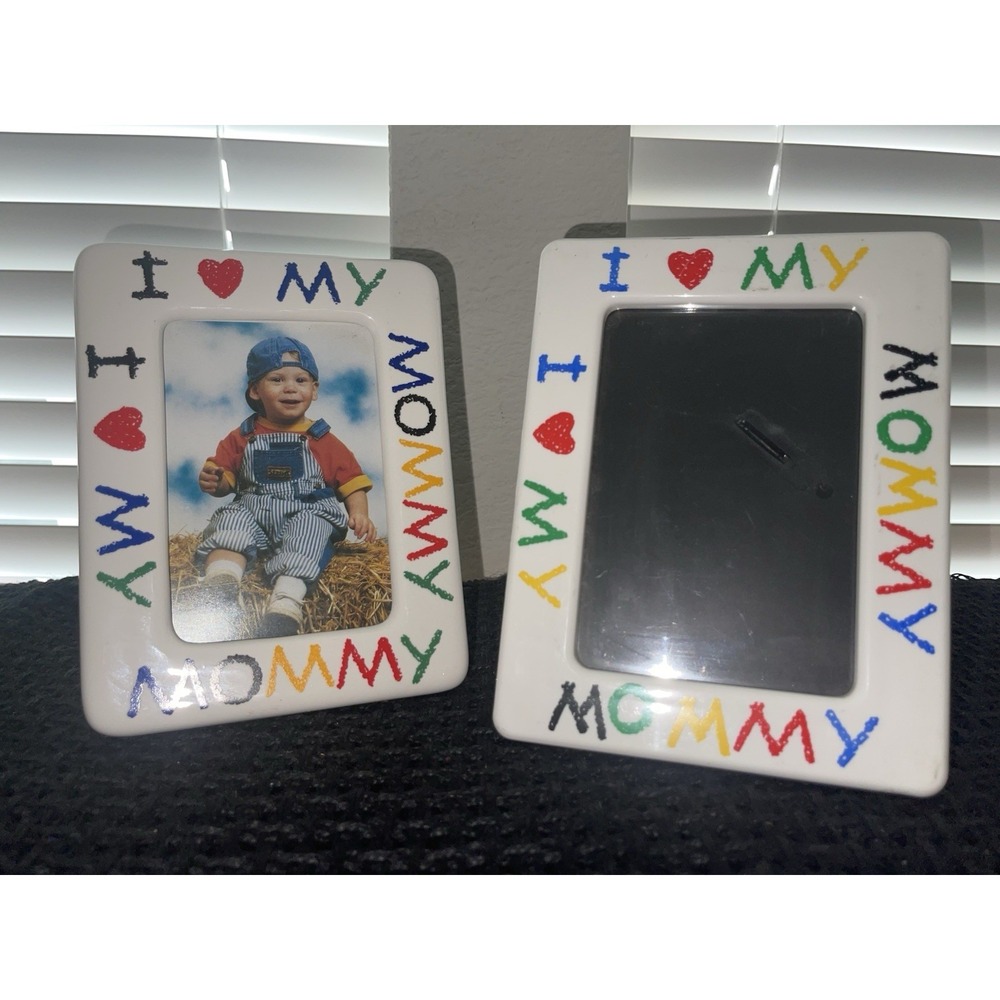 Vintage I Love My Mommy Picture Frame Bundle Of 2 Colorful Mother's Day Gift 3x5